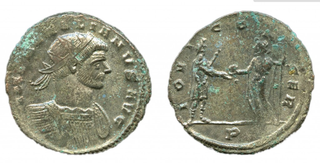 A coin of the Emperor Aurelian (ruled 270-275AD) from the Peover Superior Hoard(The Portable Antiquities Scheme/ The Trustees of the British Museum" (UK)[CC BY 2.0])
