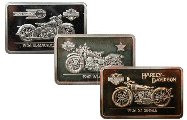 Official Harley Davidson 90th Anniversary Vintage Silver Art Bars with COA