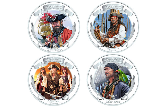 Real Pirates of the Caribbean Silver Coin Set