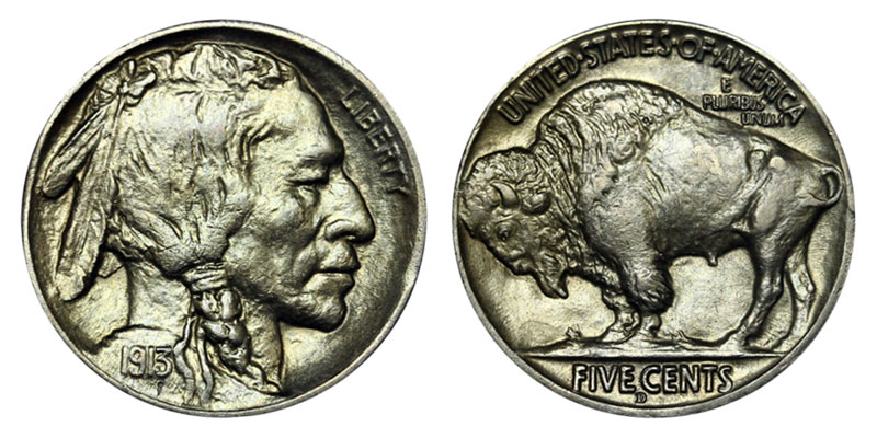 1913 Buffalo Nickel 2 pc Set - Type I & II