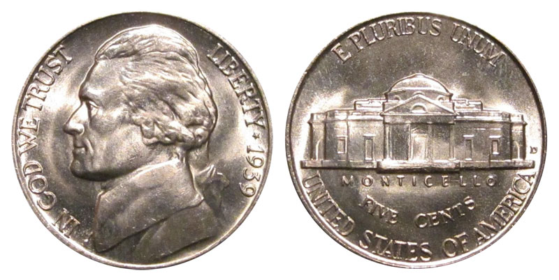 1939D Jefferson Nickel, 2nd lowest minted, hotsell key date AU about uncirculated