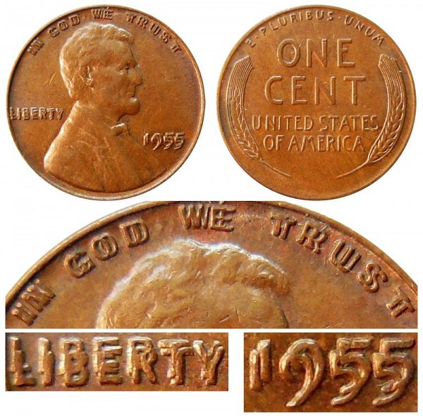 1955 doubled die obverse lincoln wheat cent