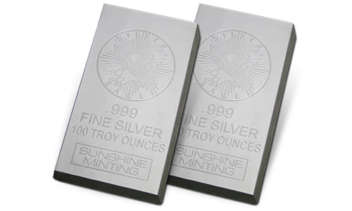 100 oz Sunshine Mint Silver Bars