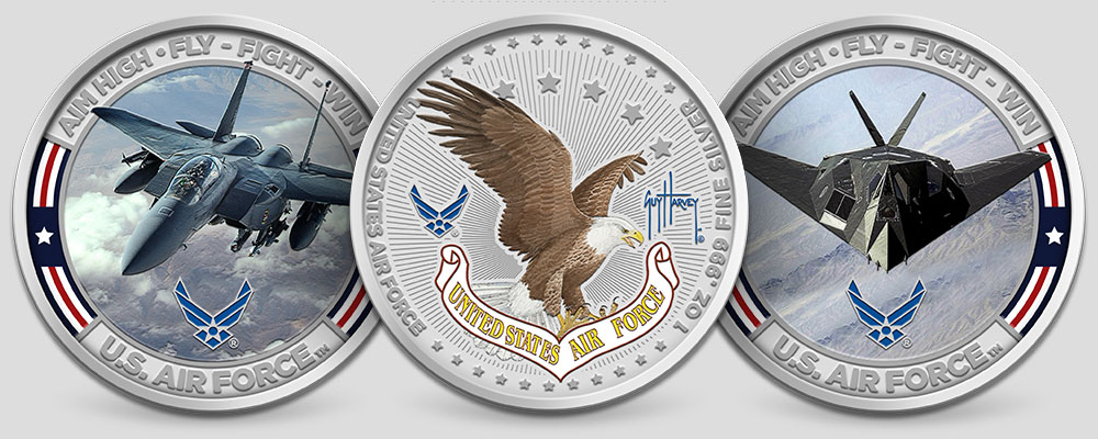 1 oz Guy Harvey Air Force Colorized Silver Rounds