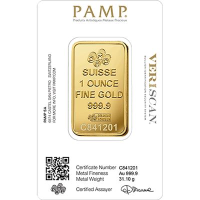 1 oz Gold Bar PAMP Suisse Lady Fortuna Veriscan (New In Assay)