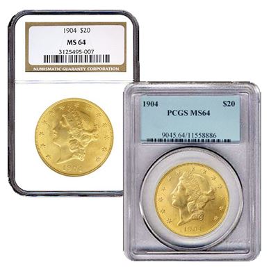 $20 Gold Liberty Double Eagle Graded MS64 | Gainesville Coins ®