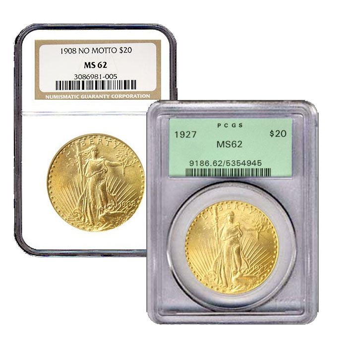 $20 Saint-Gaudens Gold Double Eagle (NGC/PCGS MS-62) - Random Date