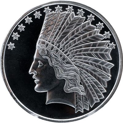 silver round indian head design
