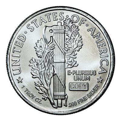 silver round mercury dime design