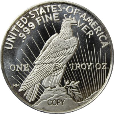 silver round peace dollar design