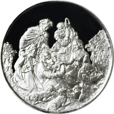 nativity scene merry christmas silver