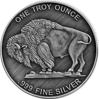 buffalo silver round antique finish