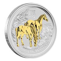 australia proof silver horse gilded