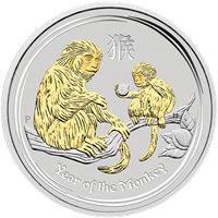 perth mint silver monkey gilded