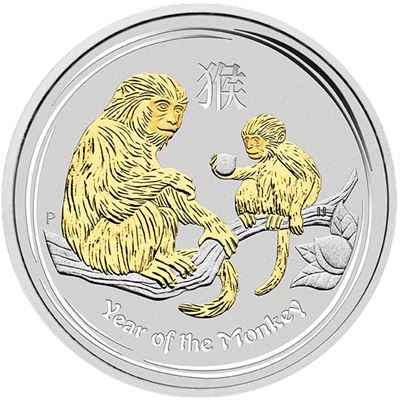perth mint silver monkey gilded