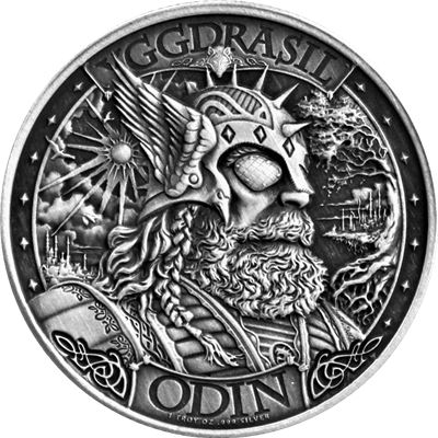 Asgard 1 oz Silver Round Antique Finish Mythical Cities