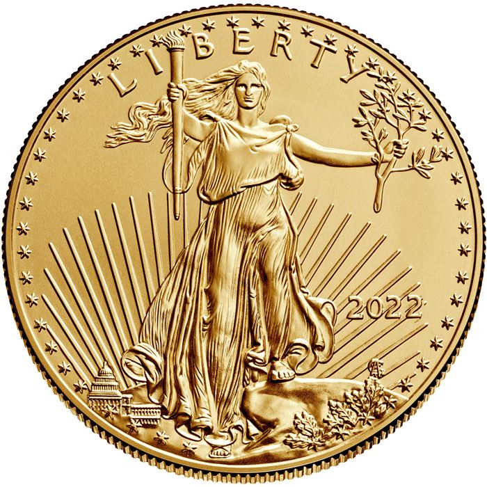2022 1 oz American Gold Eagle Coin For Sale $50 BU