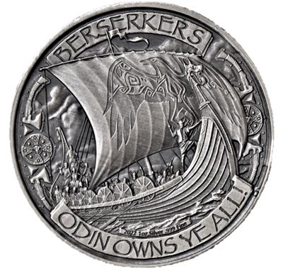 vikings silver round antique finish