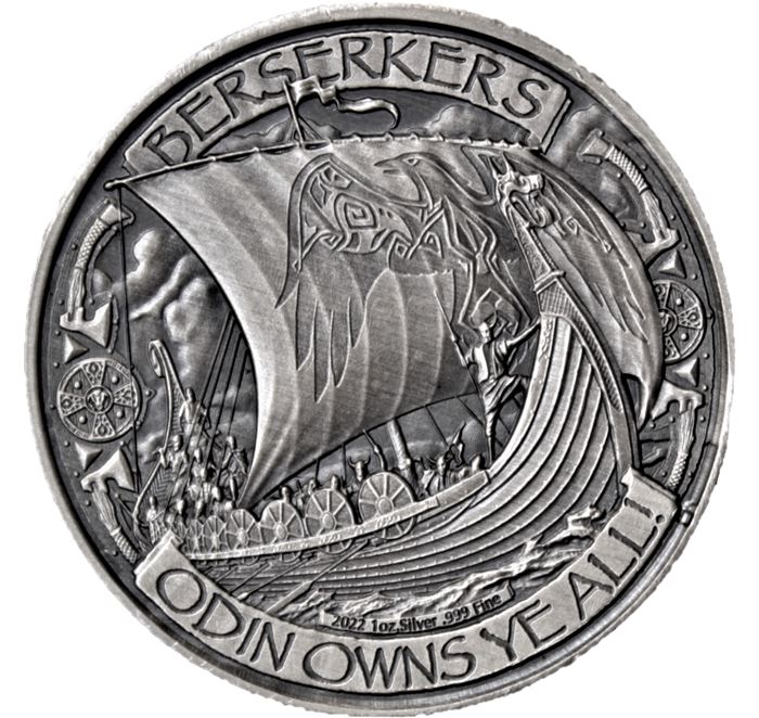 Vikings 1 oz Silver Round - Antique Finish - Mason Mint