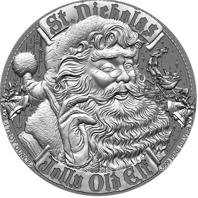 santa claus silver round fine