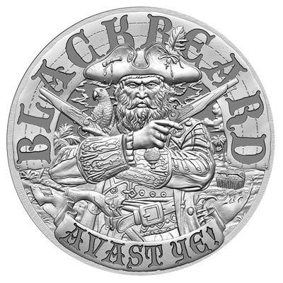 Blackbeard 1 oz Silver Round Pirate Series Mason Mint