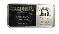 babe ruth sterling silver bar