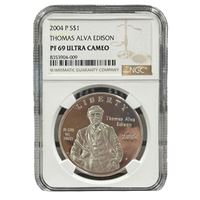 thomas edison $1 silver commemorative
